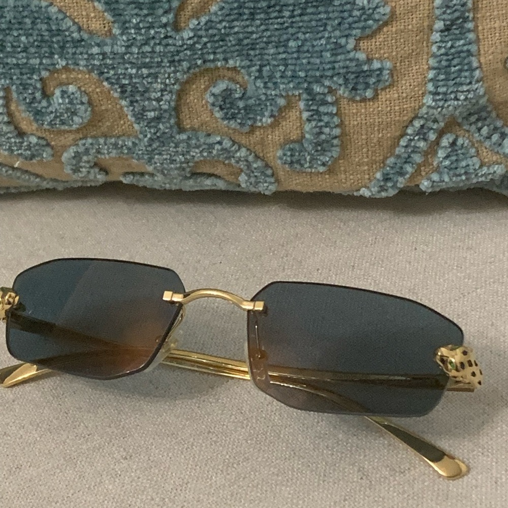 Cartier Panthere Classic 56MM 24K-Gold-Plated Metal Rimless Geometric Sunglasses - Picture 8 of 16